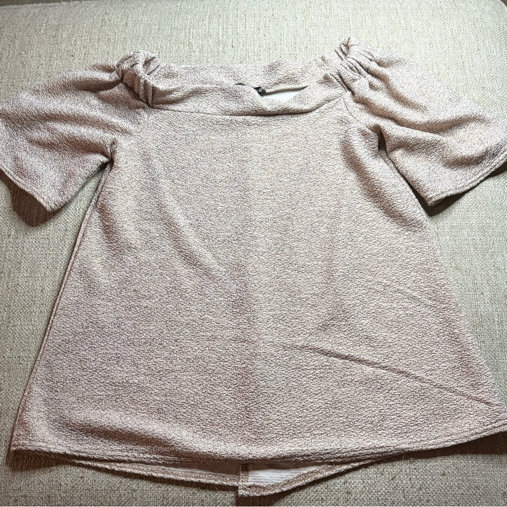 Cream Off-the-Shoulder Textured Puff Sleeve Top - Women's